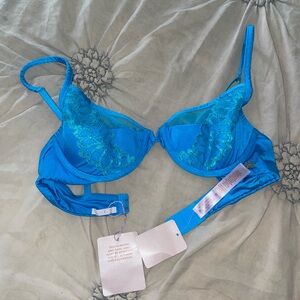 NWT Savage X Fenty Bright Blue Lace Bra 36B (34C)